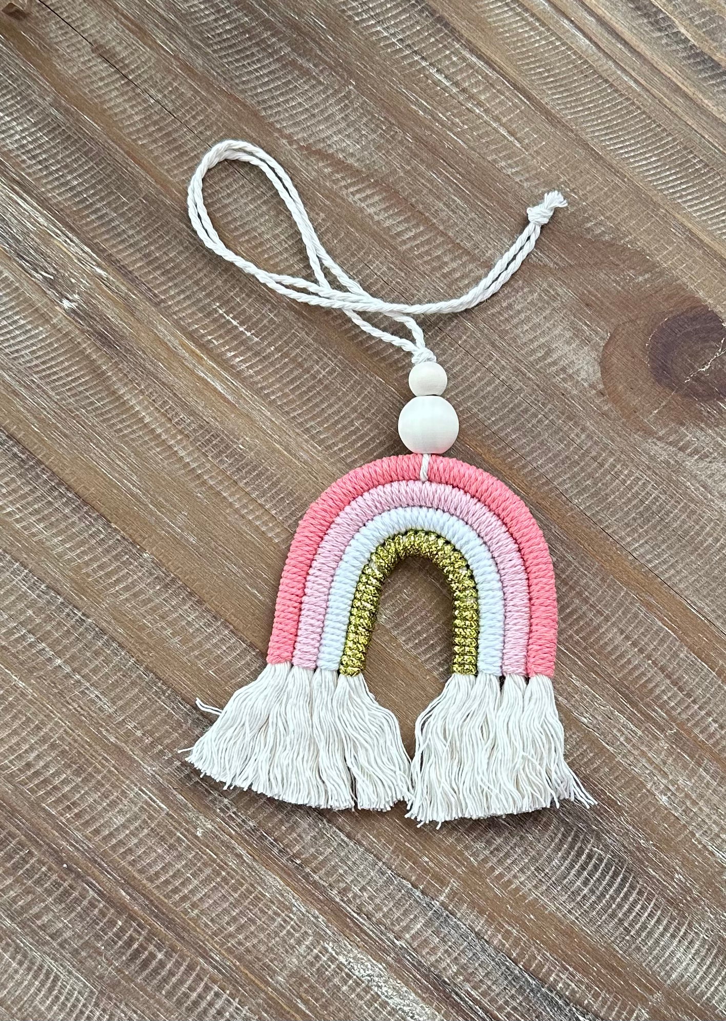 Boho rainbow car mirror hanger