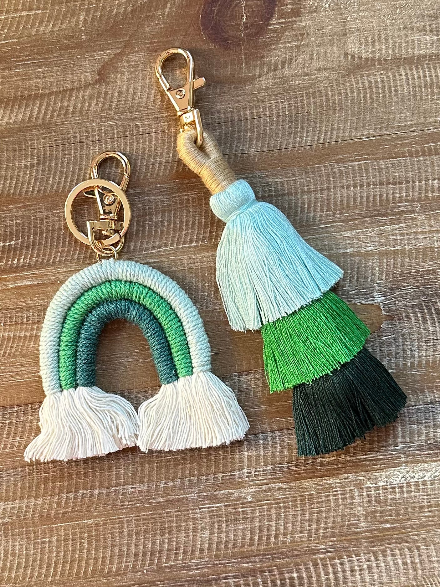 Rainbow and tassel keychain set