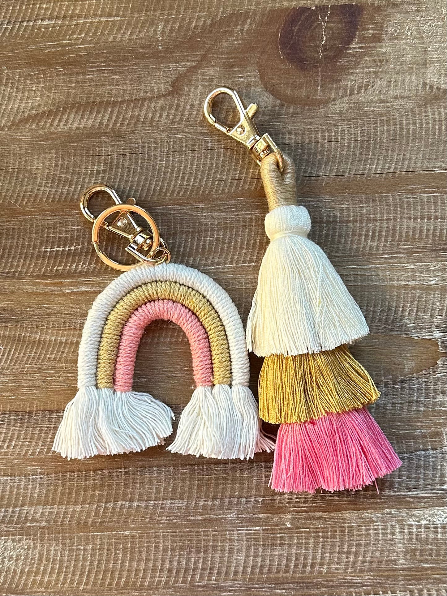 Rainbow and tassel keychain set