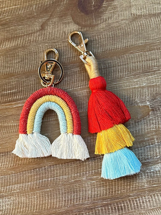 Rainbow and tassel keychain set