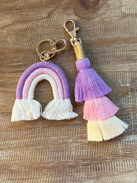 Rainbow and tassel keychain set