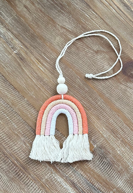 Boho rainbow car mirror hanger