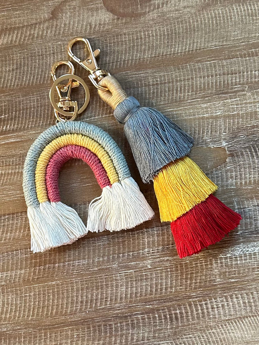 Rainbow and tassel keychain set